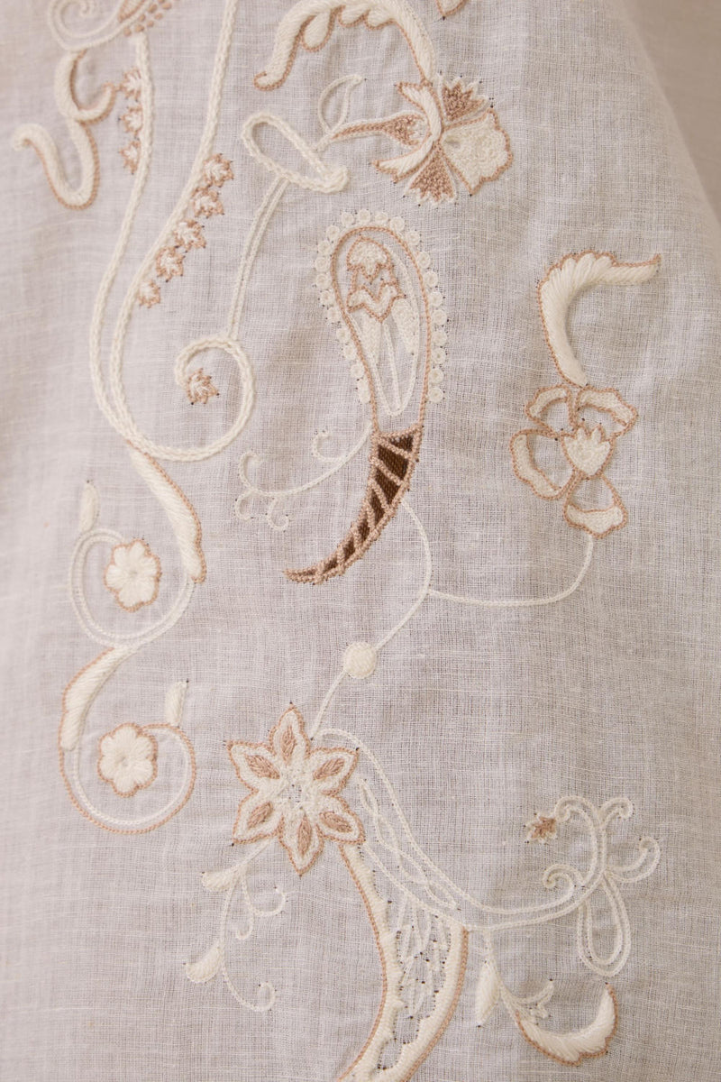Joyce Embroidered handwoven shirt cotton by The Summer House in white color for women Worldwide