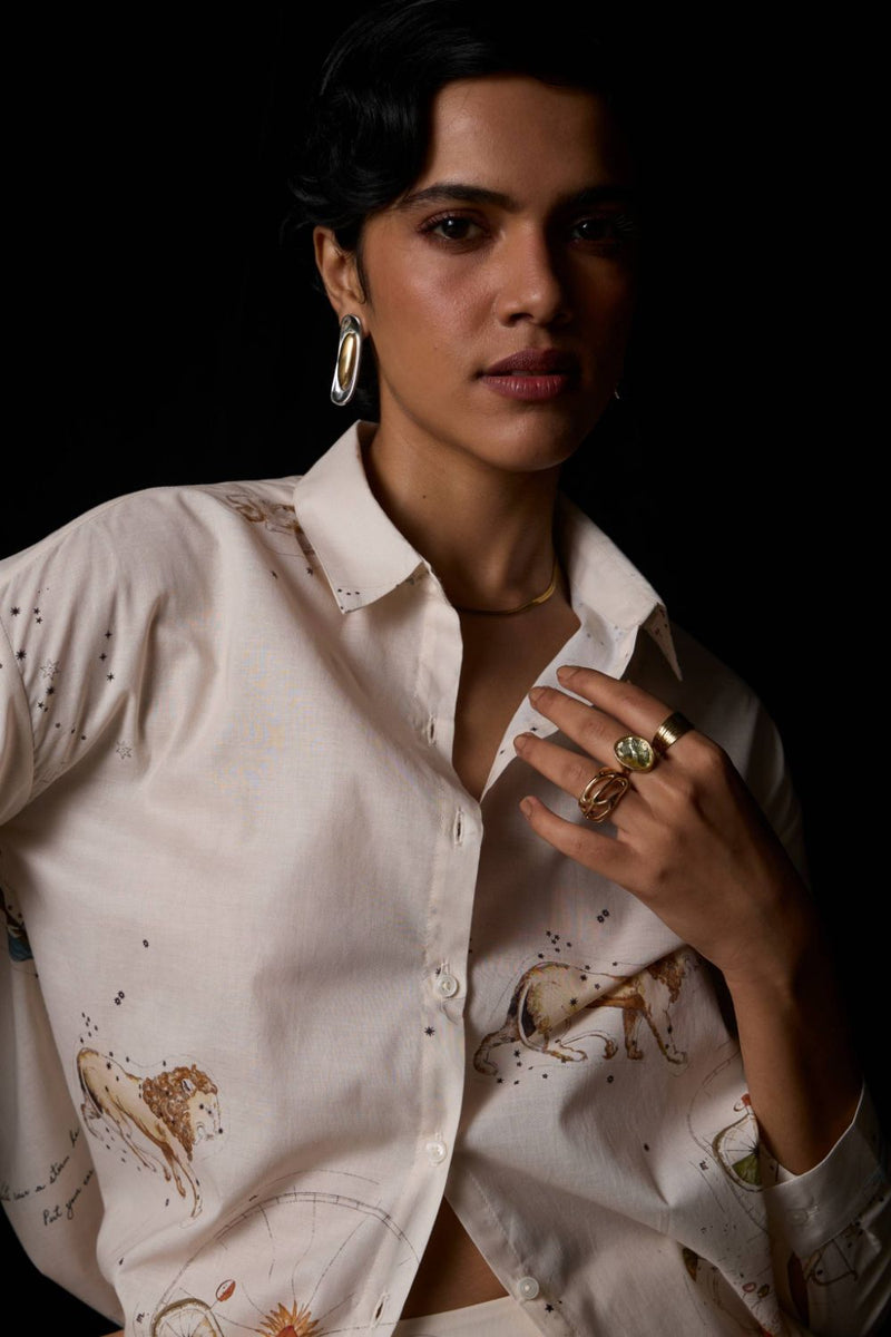 Joyce Zodiac Print Cotton Shirt cotton by The Summer House for women Worldwide