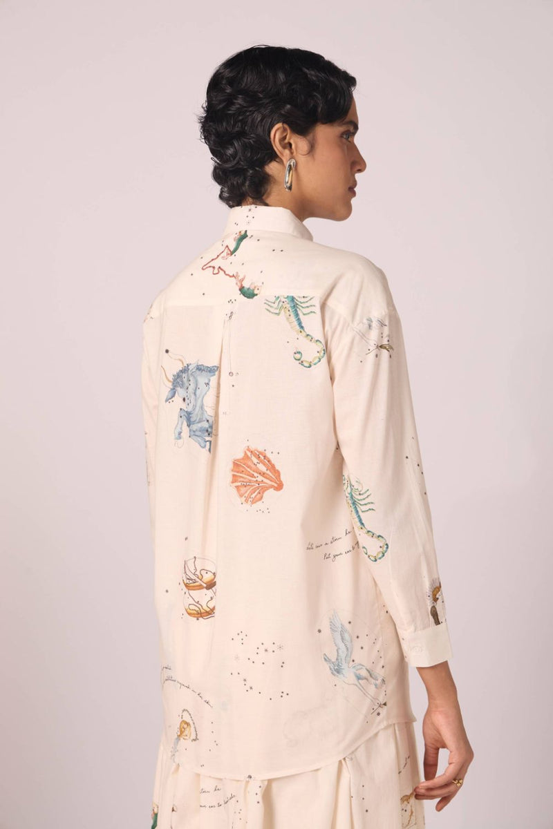 Joyce Zodiac Print Cotton Shirt cotton by The Summer House for women Worldwide