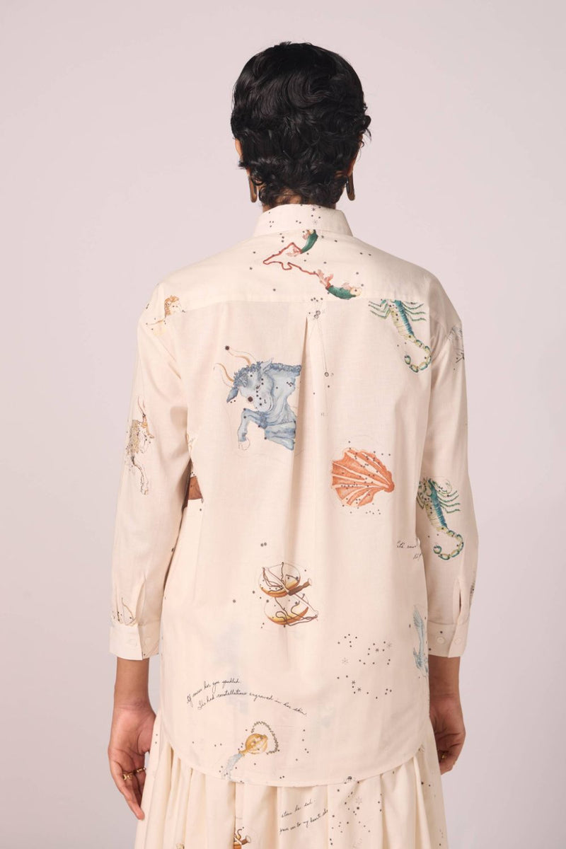 Joyce Zodiac Print Cotton Shirt cotton by The Summer House for women Worldwide