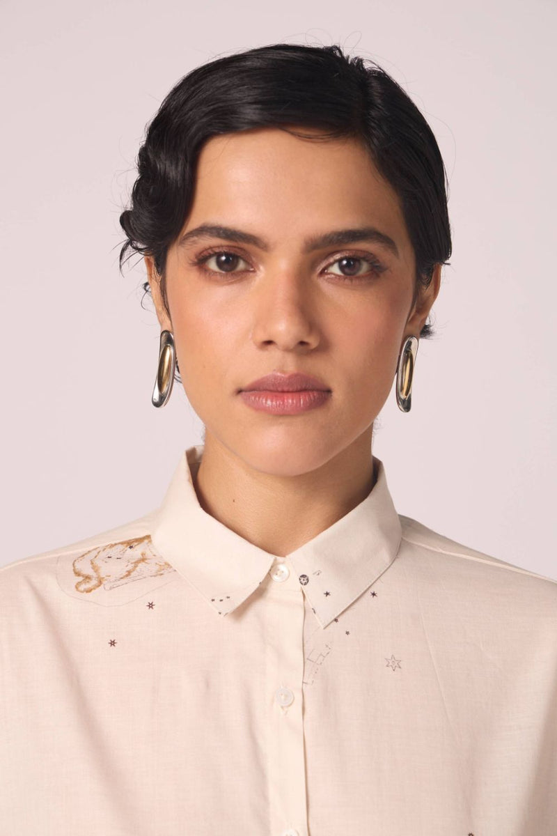Joyce Zodiac Print Cotton Shirt cotton by The Summer House for women Worldwide