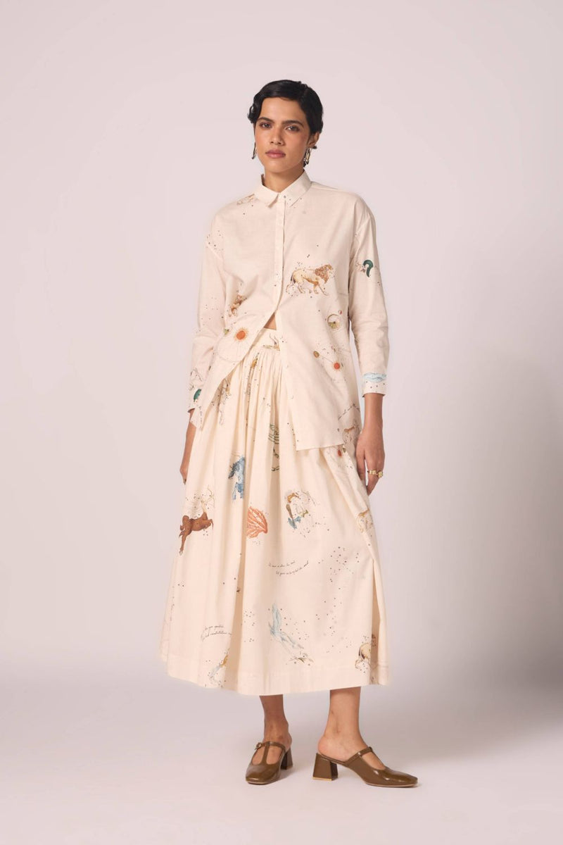 Joyce Zodiac Print Cotton Shirt cotton by The Summer House for women Worldwide