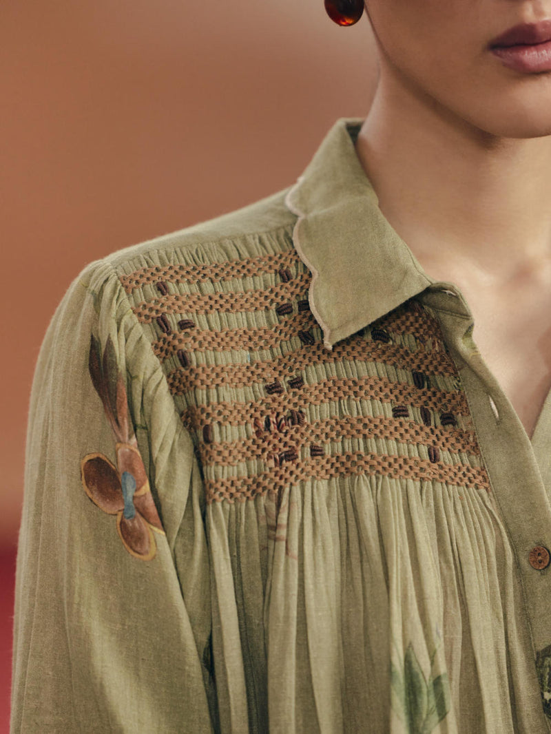 Judy Shirt - Sage Green Botanical by CORD for Worldwide