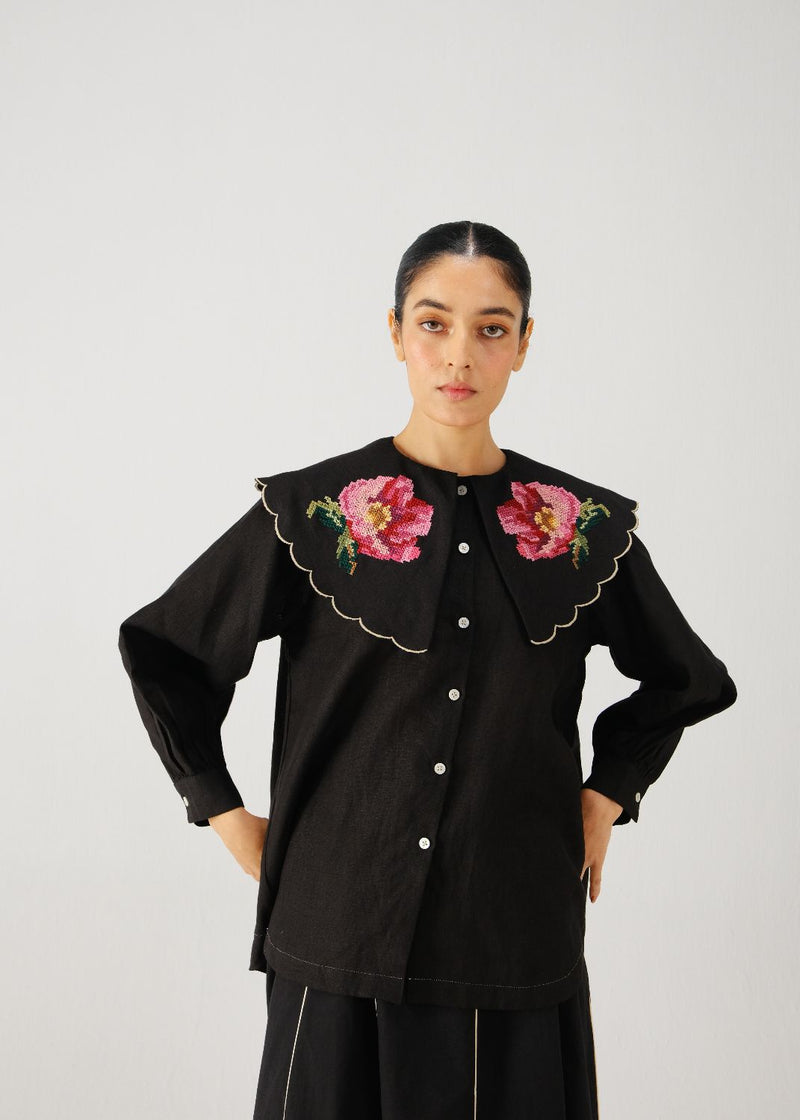 Julia top-Black rose emb. by CORD for women Worldwide
