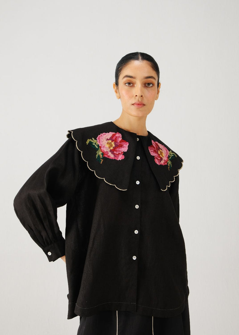 Julia top-Black rose emb. by CORD for women Worldwide