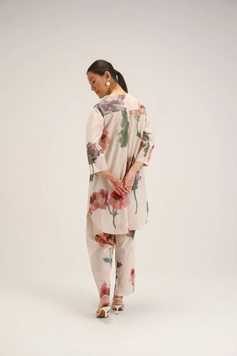 Juliet White Short Kurta Set cotton light kurta set by YAM in white for women Worldwide