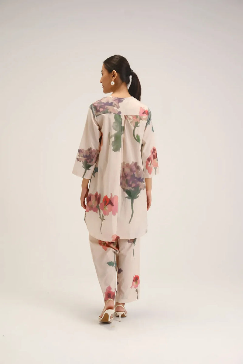 Juliet White Short Kurta Set cotton light kurta set by YAM in white for women Worldwide