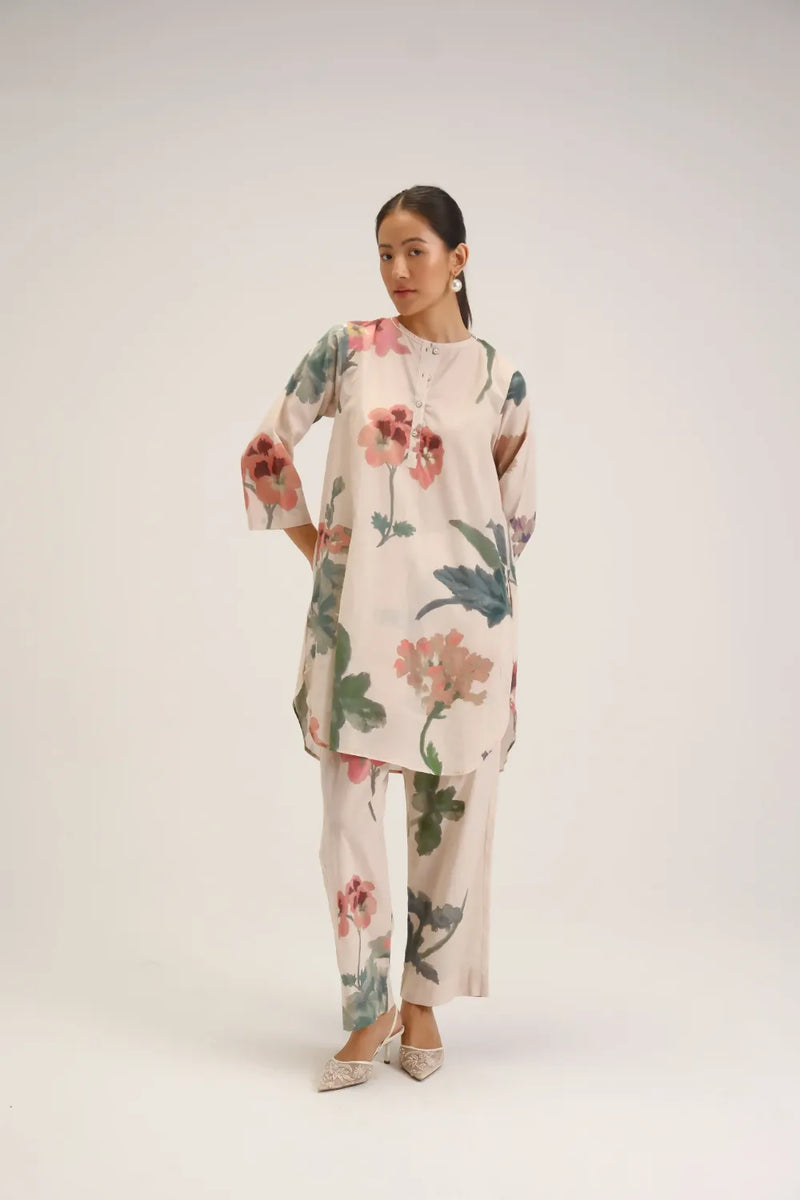 Juliet White Short Kurta Set cotton light kurta set by YAM in white for women Worldwide