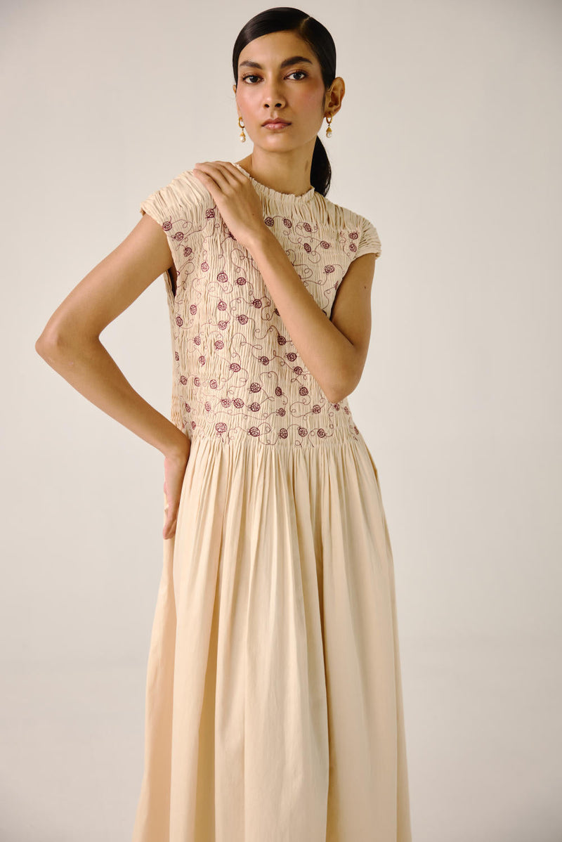 July Dress-Ivory Anaar emb. satin by CORD for women Worldwide
