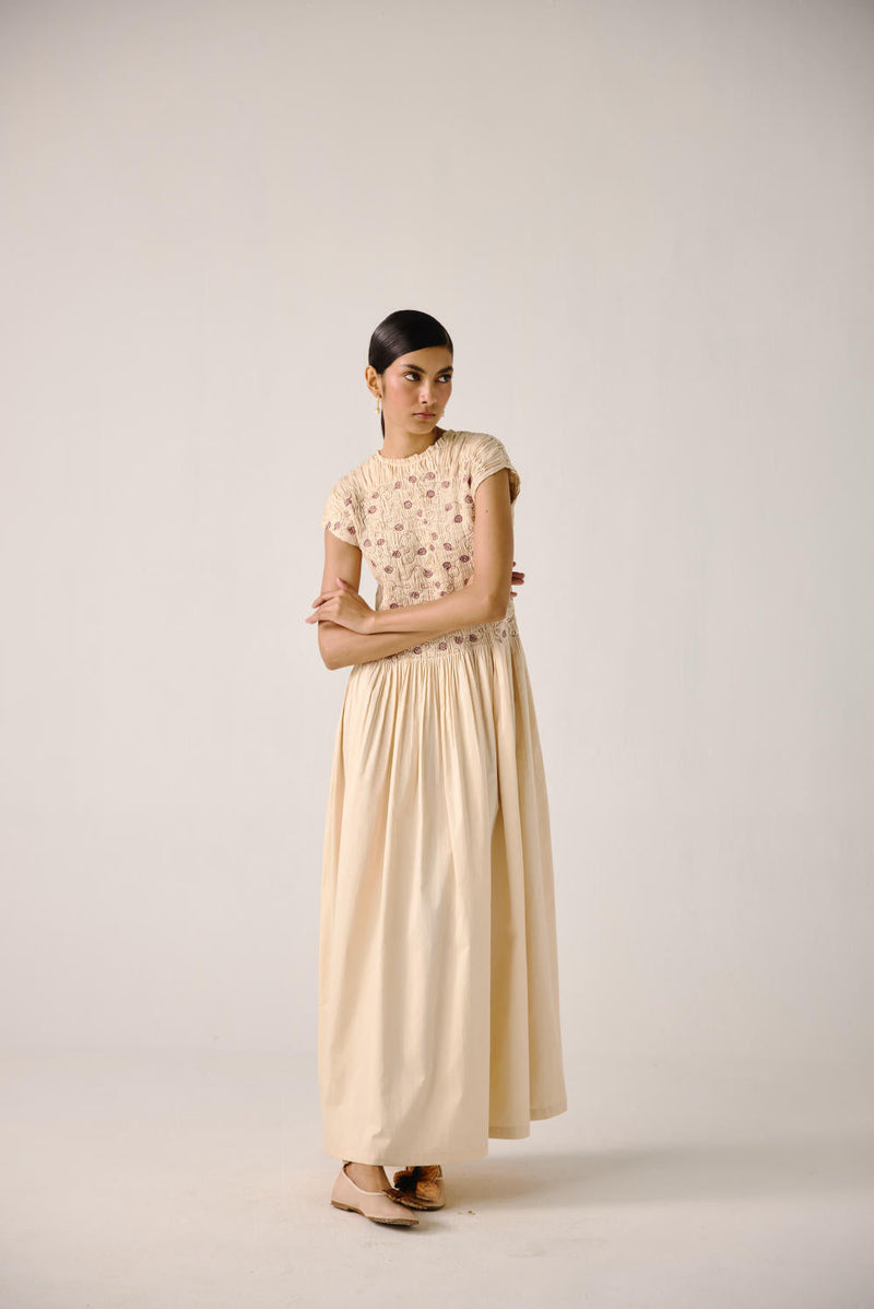 July Dress-Ivory Anaar emb. satin by CORD for women Worldwide