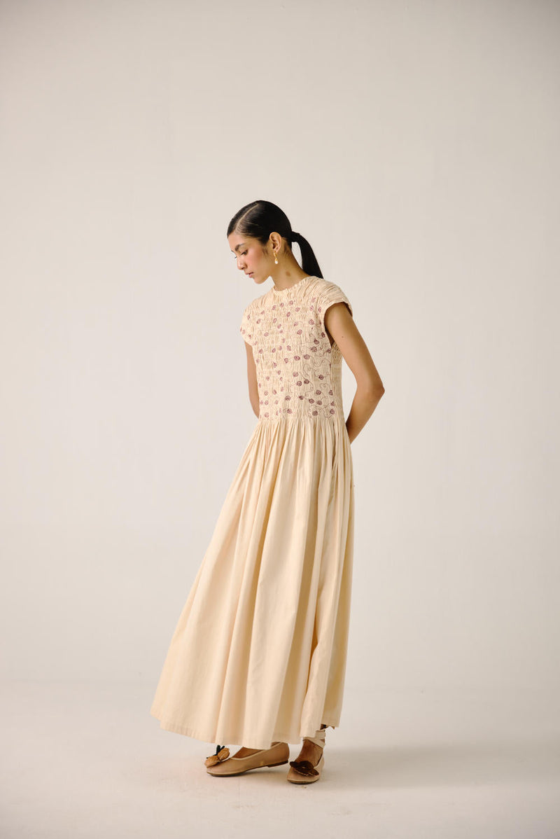 July Dress-Ivory Anaar emb. satin by CORD for women Worldwide