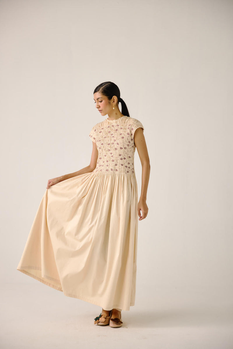July Dress-Ivory Anaar emb. satin by CORD for women Worldwide