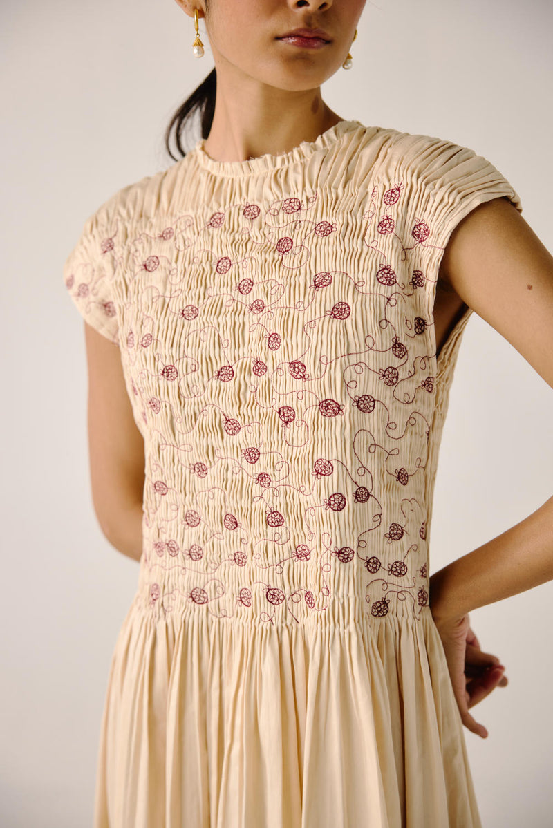 July Dress-Ivory Anaar emb. satin by CORD for women Worldwide