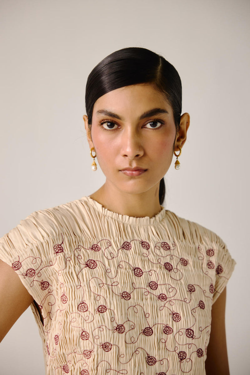 July Dress-Ivory Anaar emb. satin by CORD for women Worldwide