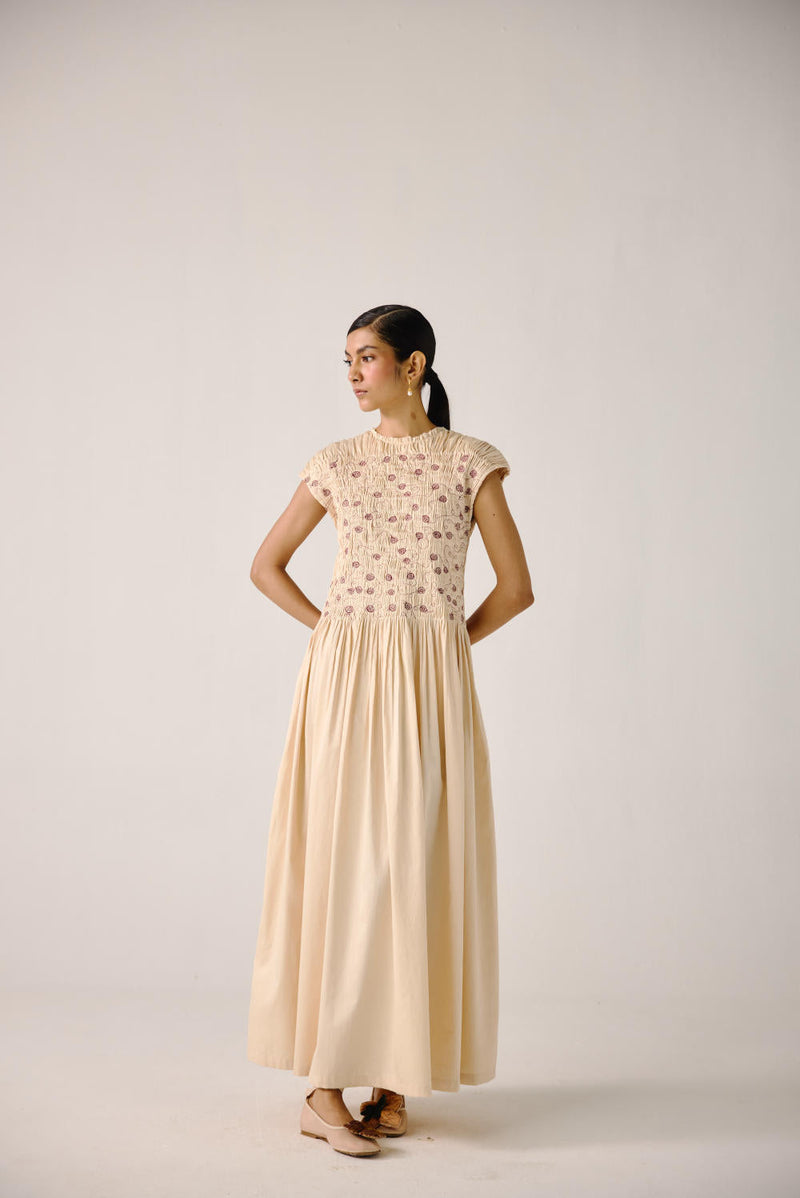 July Dress-Ivory Anaar emb. satin by CORD for women Worldwide