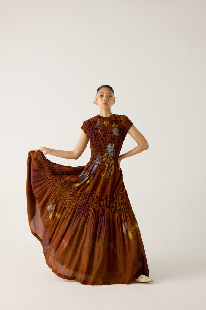 JULY DRESS-FOLIAGE cotton by CORD in multi for women Worldwide