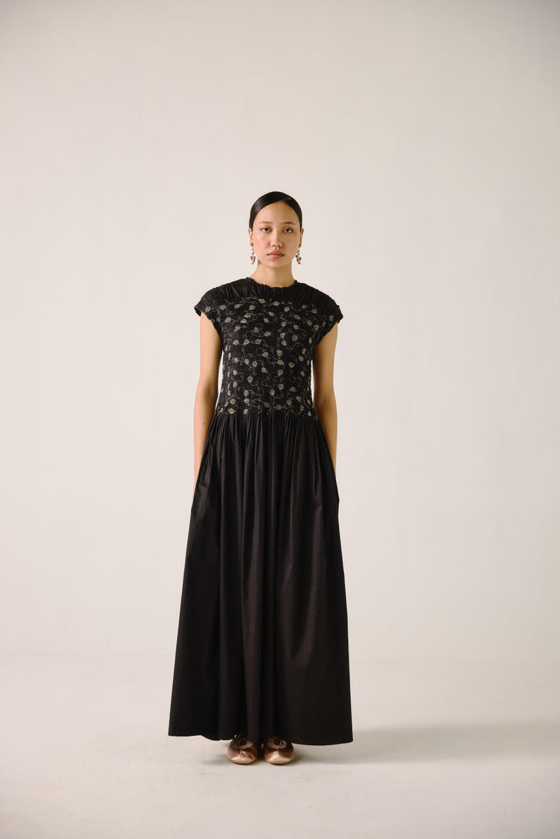 July Dress-Black Anaar emb. satin by CORD for women Worldwide