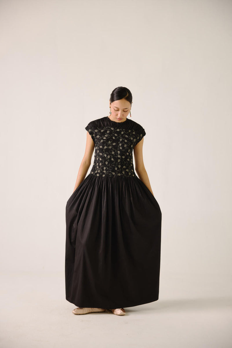 July Dress-Black Anaar emb. satin by CORD for women Worldwide