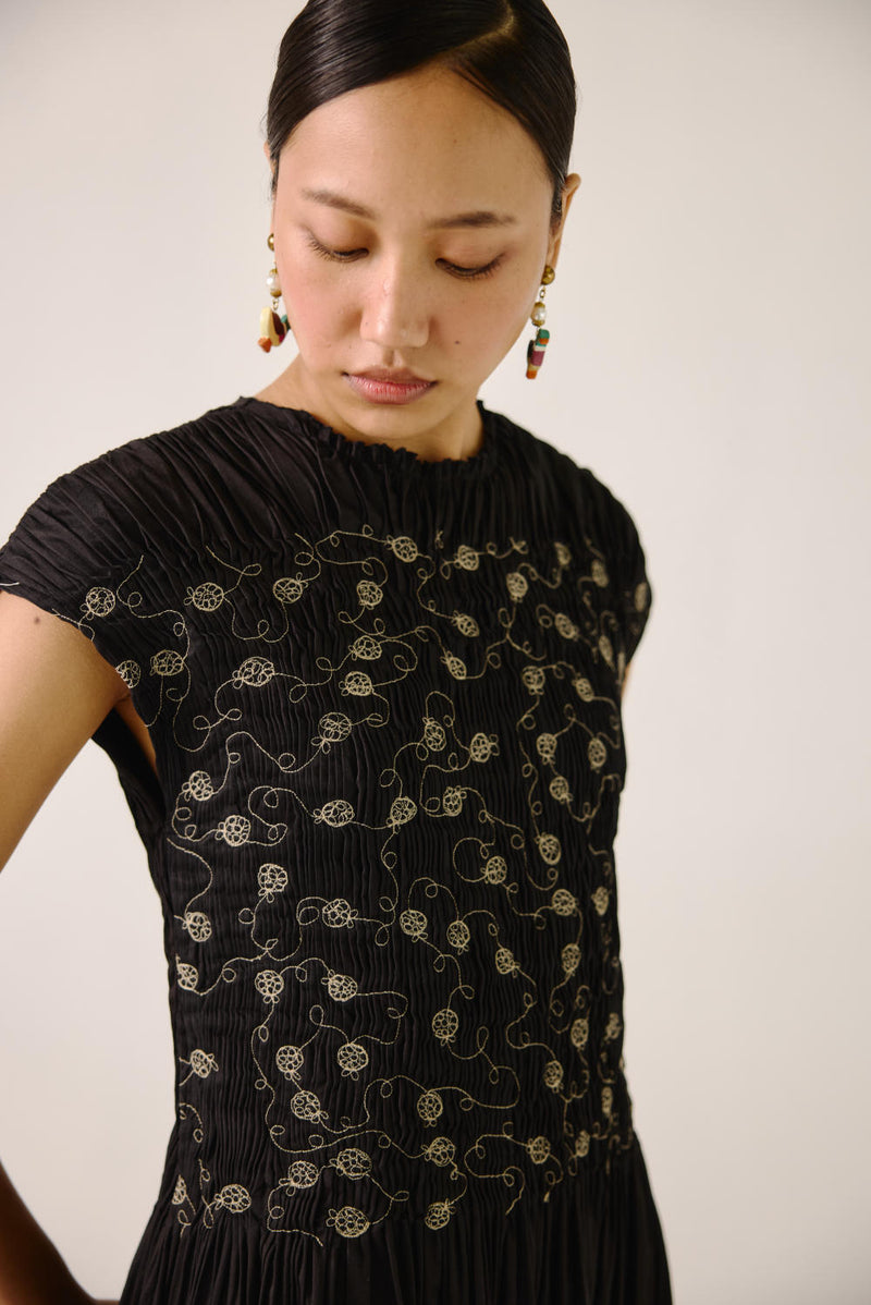 July Dress-Black Anaar emb. satin by CORD for women Worldwide