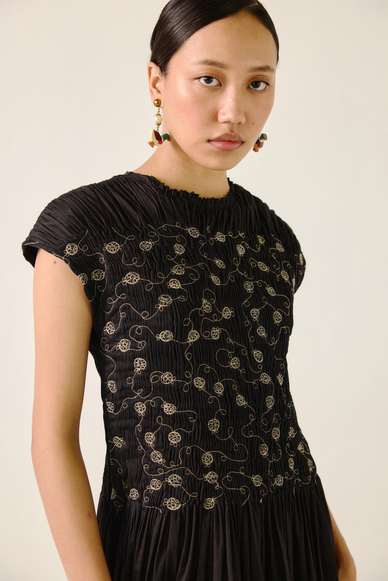 July Dress-Black Anaar emb. satin by CORD for women Worldwide