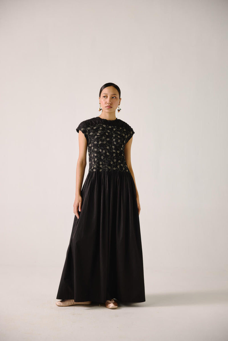 July Dress-Black Anaar emb. satin by CORD for women Worldwide