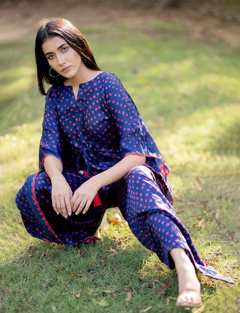 JUMPSUIT-INDIGO BLUE silk by Dyelogue in blue color for women Worldwide