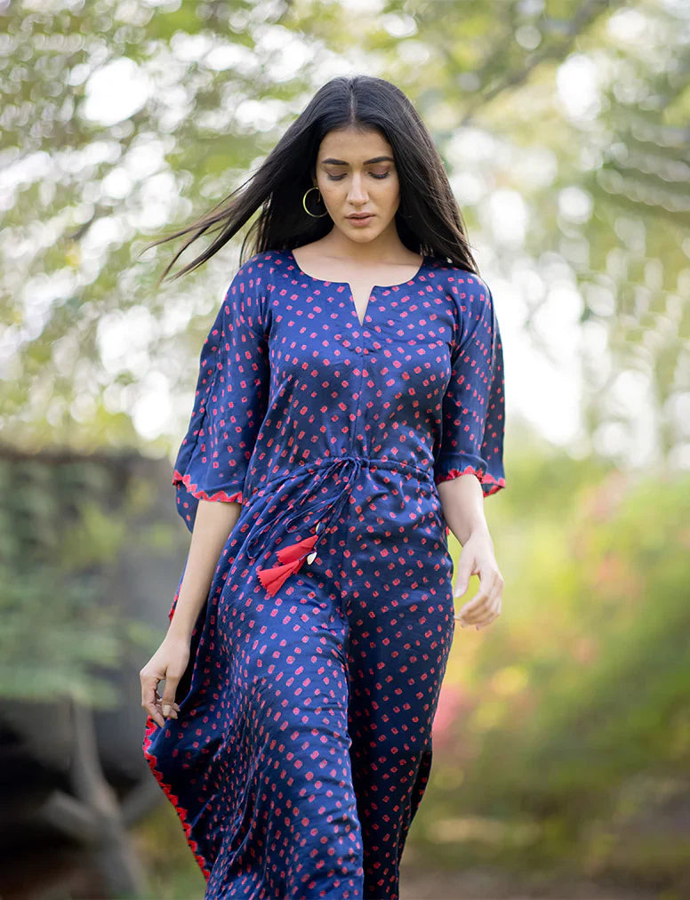 JUMPSUIT-INDIGO BLUE silk by Dyelogue in blue color for women Worldwide