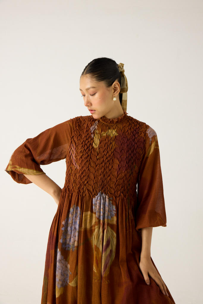 JUNE DRESS-FOLIAGE cotton by CORD in multi for women Worldwide
