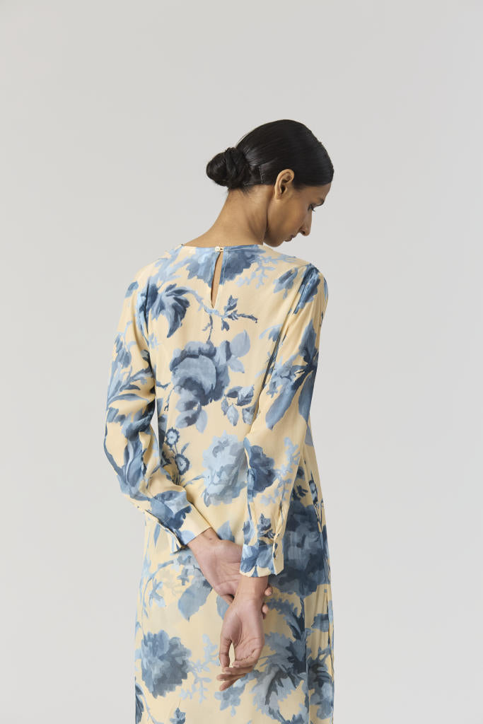 JUNO SIDE WRAP KURTA SET by Yam in blue color for women Worldwide