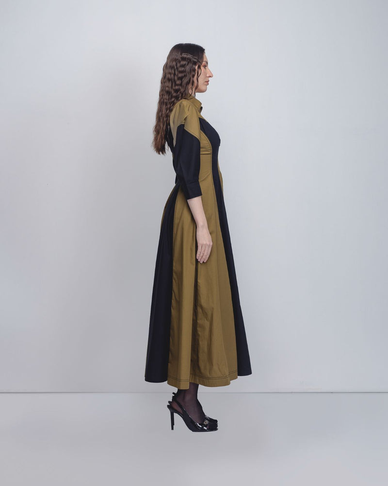 Kadar Dress - Black cotton by Leh Studios in black color for women Worldwide