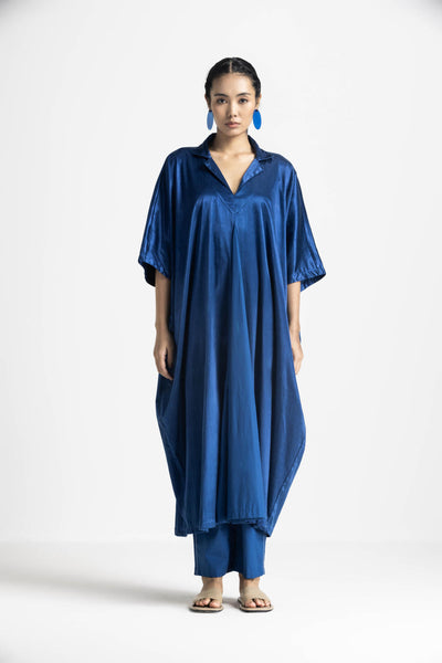 V NECK KAFTAN CO ORD (SET OF 3) - ELECTRIC BLUE