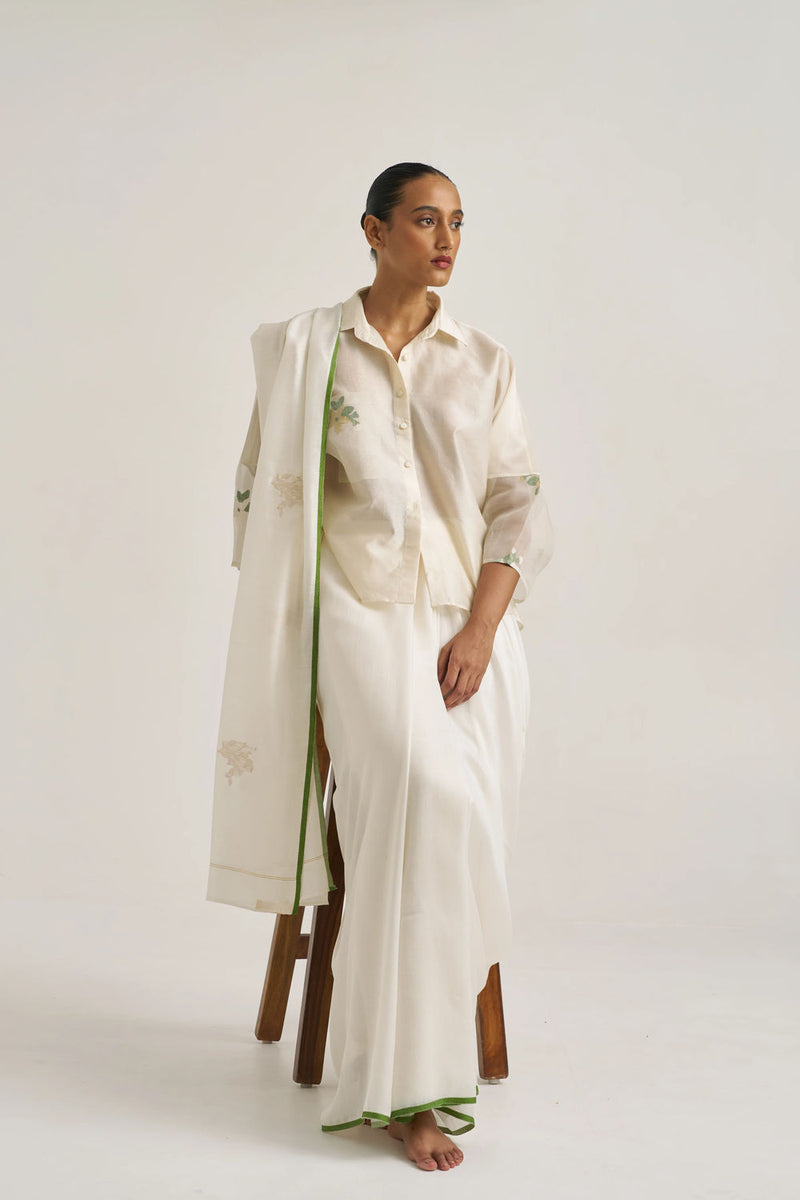 Kara Sari handwoven cotton silk by Suparna Som in white for women Worldwide