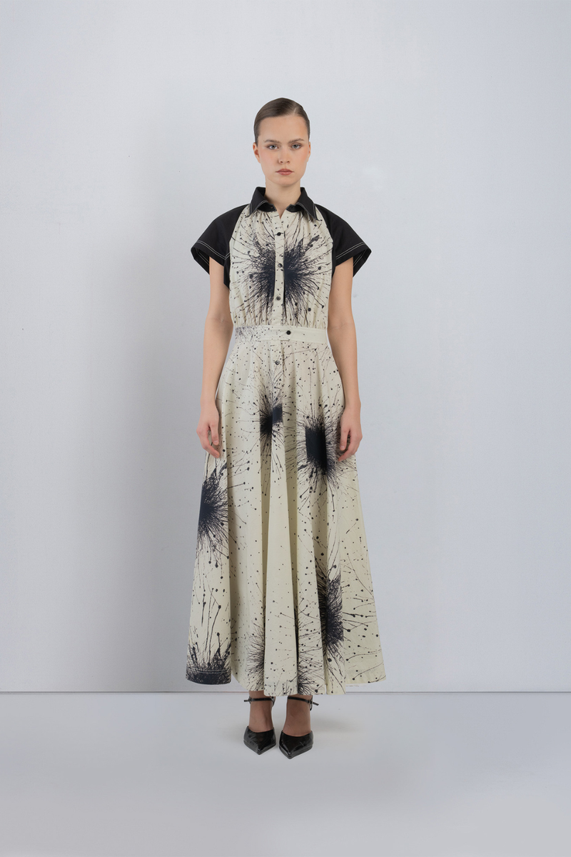 KAROLYN DRESS - Black + Ivory dress by Leh Studios in black for women Worldwide