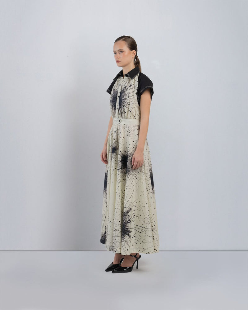 KAROLYN DRESS - Black + Ivory dress by Leh Studios in black for women Worldwide
