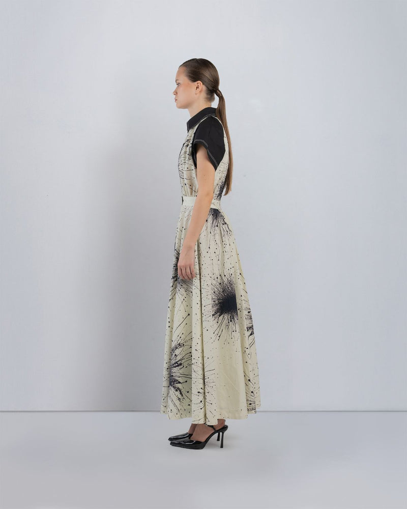 KAROLYN DRESS - Black + Ivory dress by Leh Studios in black for women Worldwide
