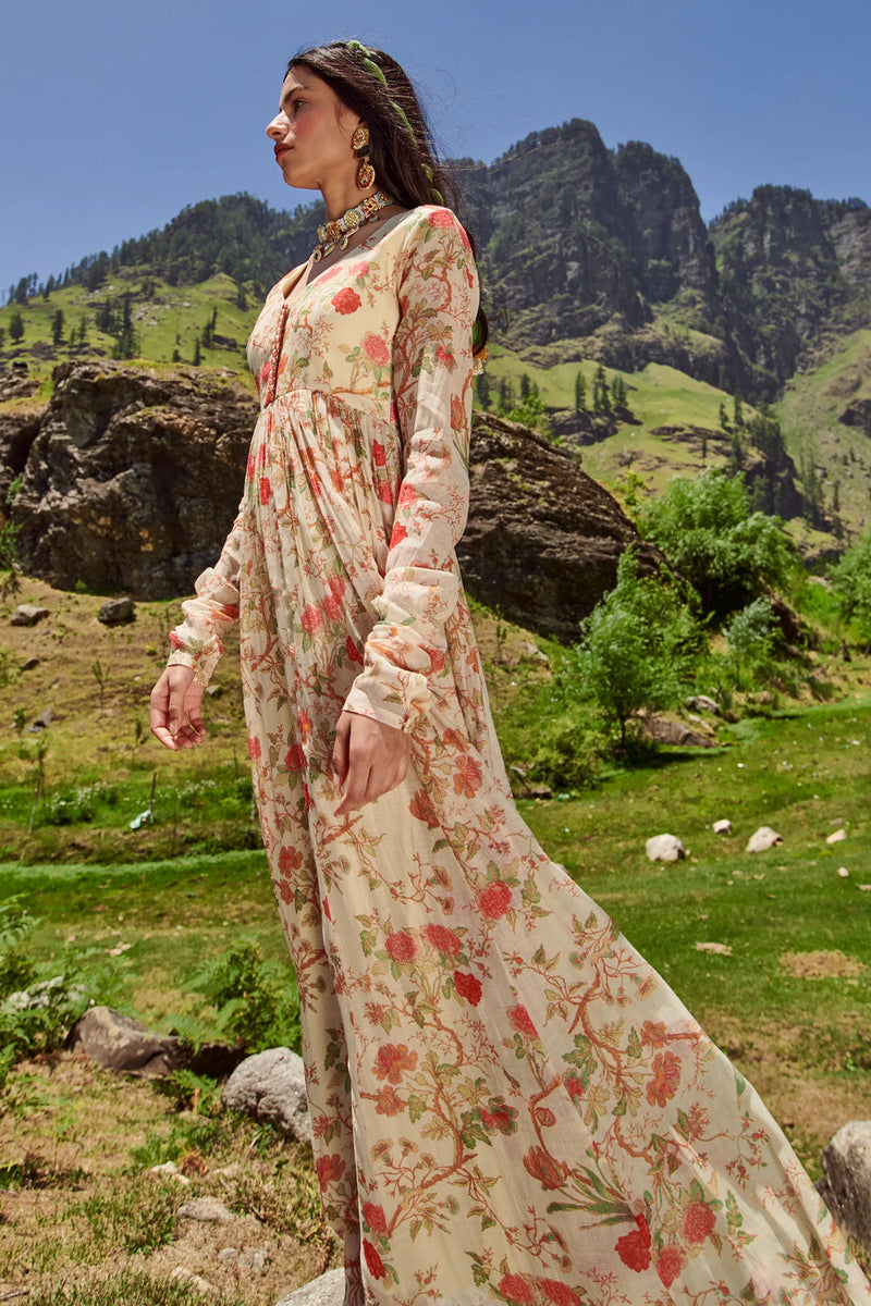 Kendal Anarkali Set – Off White chanderi by Paulmi & Harsh-kahan Sep'26 in off white for women Worldwide