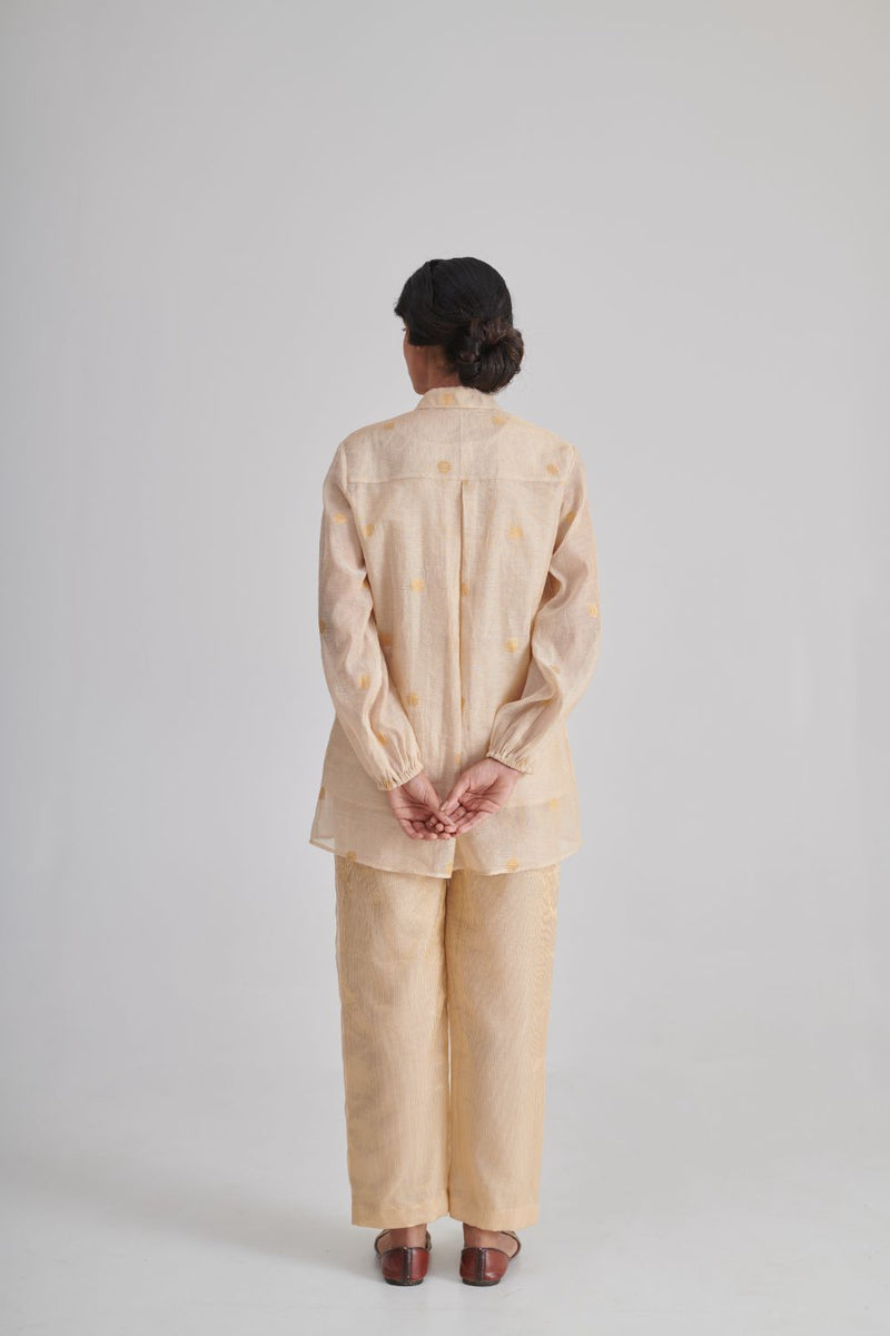 KHWAAB & INARA SHIRT, SLIP & PANT silk by Rashika Mittal in gold color for women Worldwide
