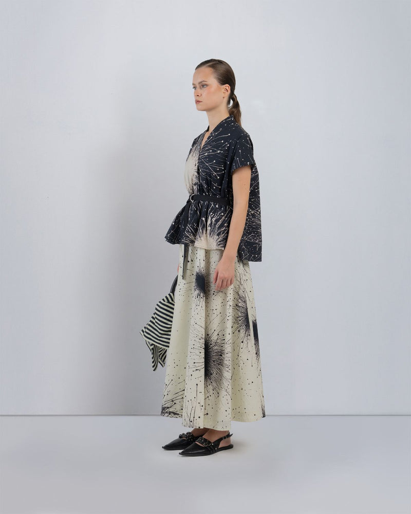 KIMONO LAYERED DRESS - Black + Ivory dress by Leh Studios in black for women Worldwide