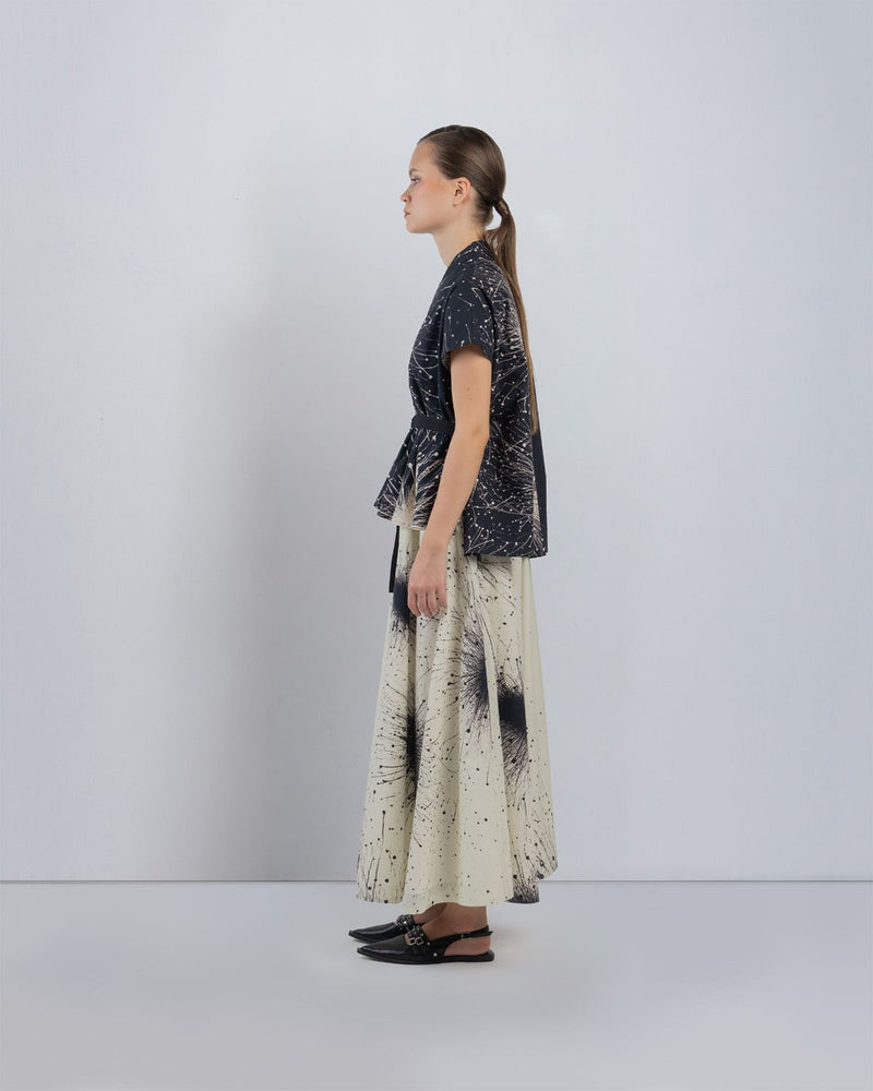 KIMONO LAYERED DRESS - Black + Ivory dress by Leh Studios in black for women Worldwide