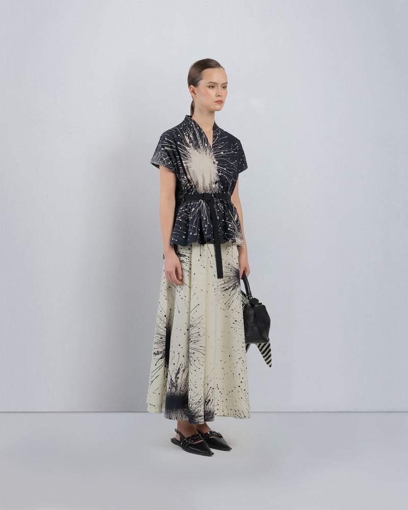 KIMONO LAYERED DRESS - Black + Ivory dress by Leh Studios in black for women Worldwide