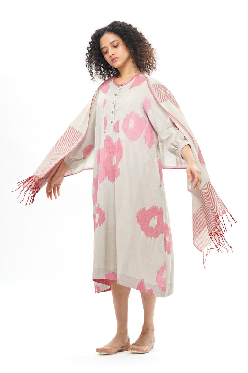 KIYO STOLE 100% cotton by Translate - Handwoven Ikat in grey color for women Worldwide