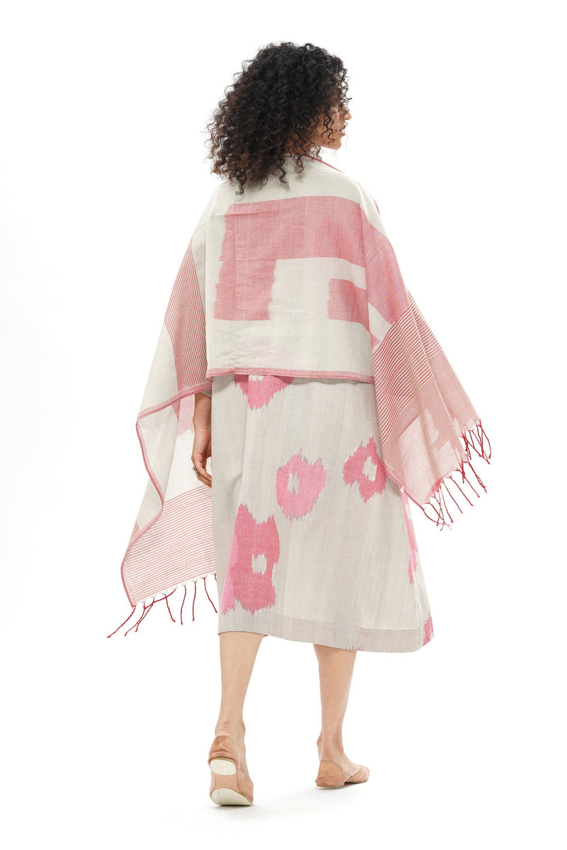 KIYO STOLE 100% cotton by Translate - Handwoven Ikat in grey color for women Worldwide