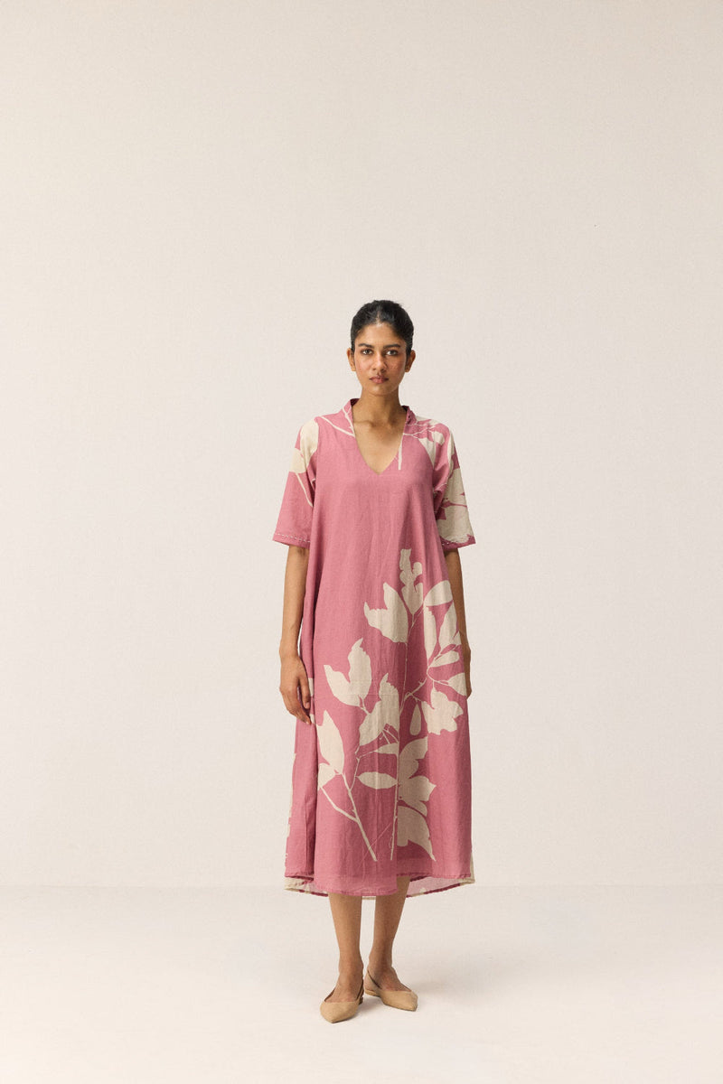 Coral Meadow Dress cotton by Khara Kapas in pink for women Worldwide