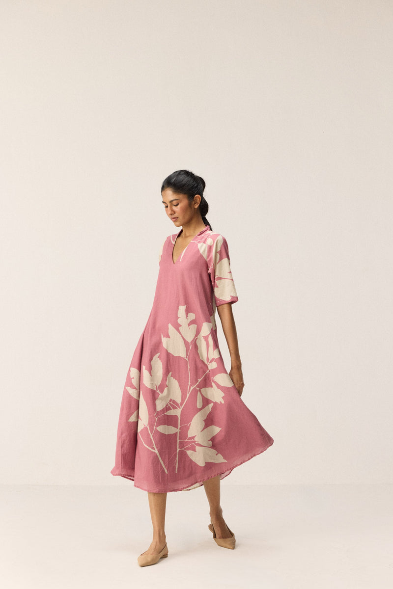 Coral Meadow Dress cotton by Khara Kapas in pink for women Worldwide