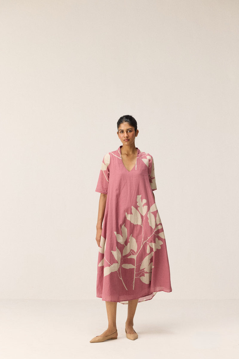 Coral Meadow Dress cotton by Khara Kapas in pink for women Worldwide