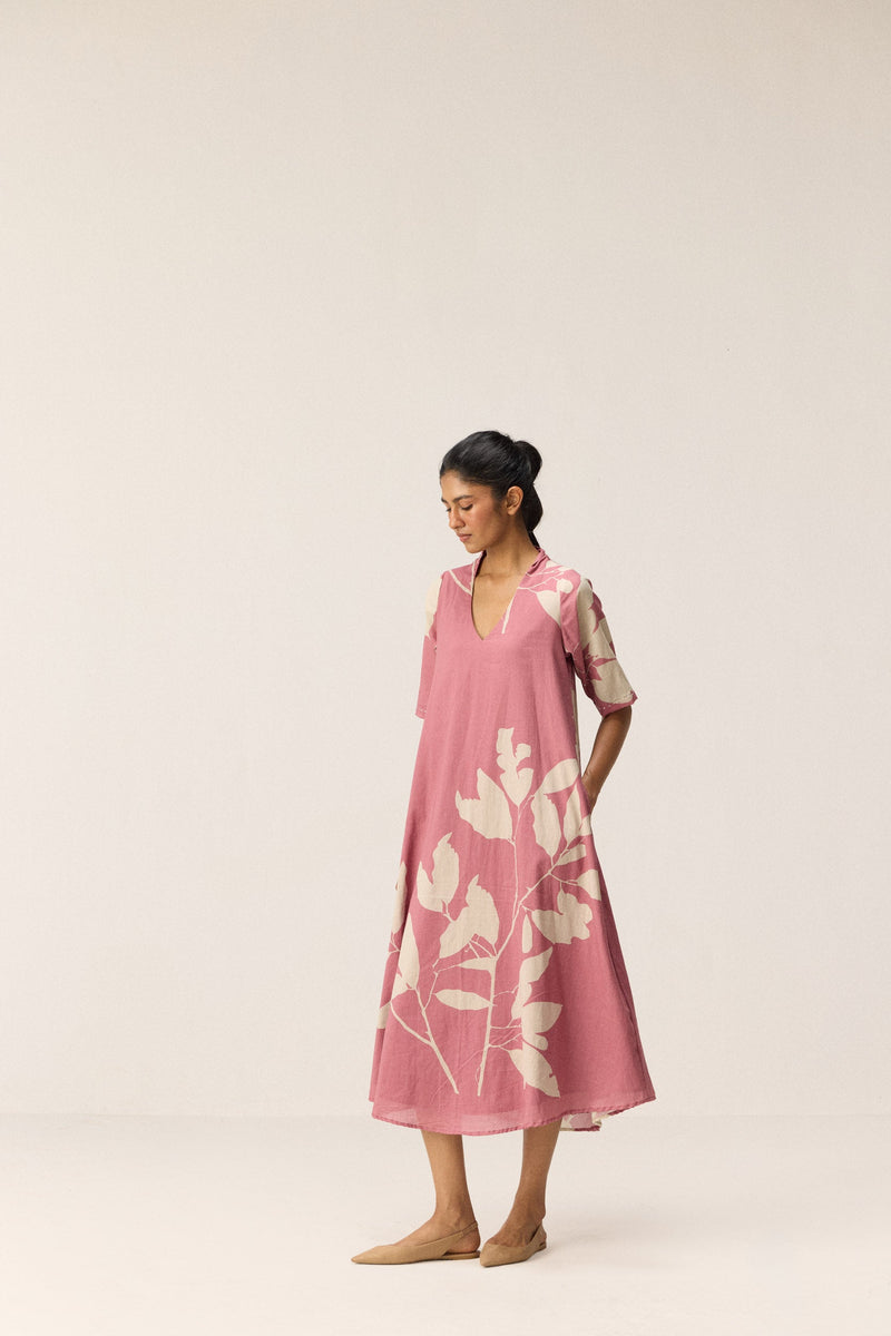 Coral Meadow Dress cotton by Khara Kapas in pink for women Worldwide
