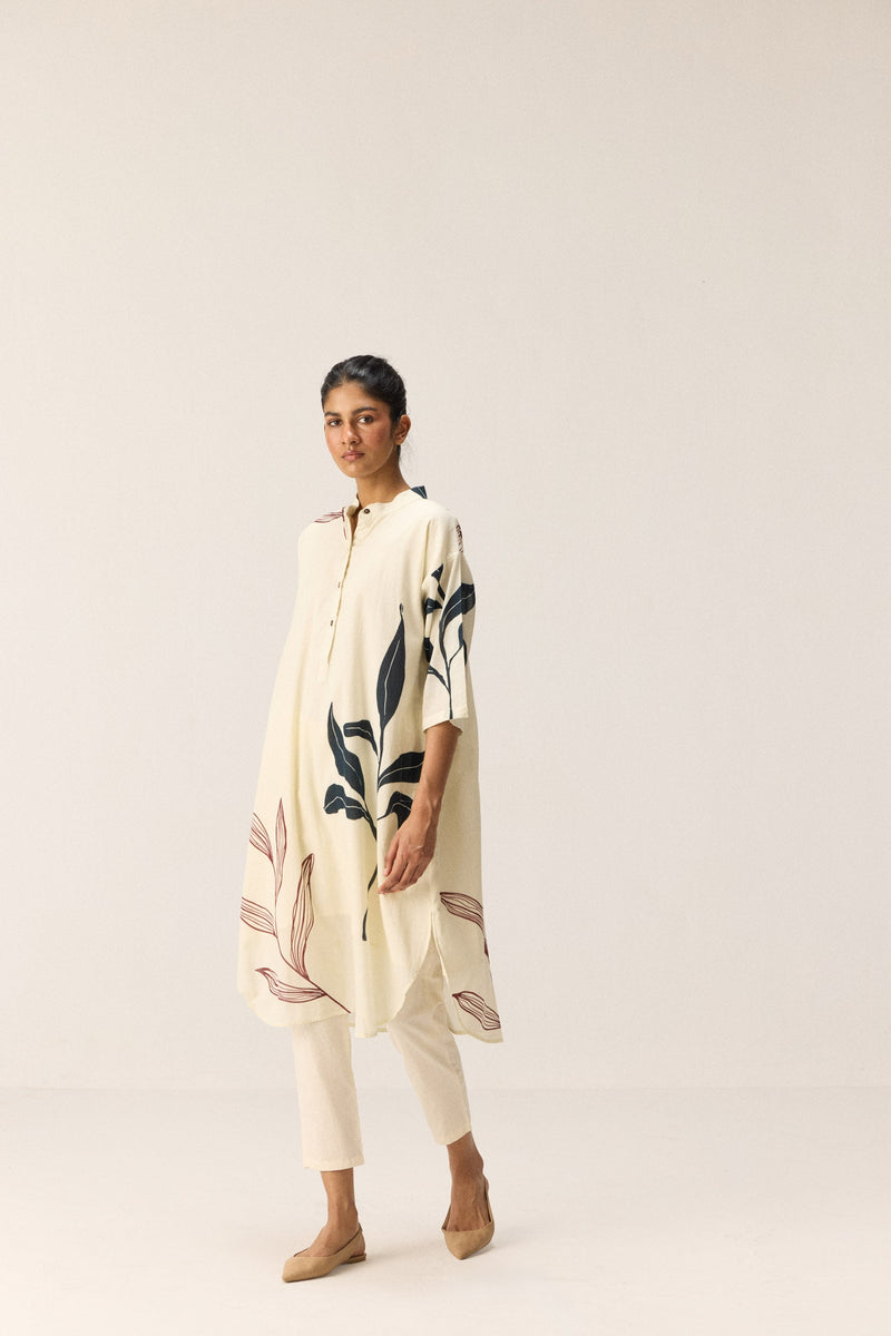 Wild Vine Kurta Set Co-ord set cotton by Khara Kapas in white for women Worldwide