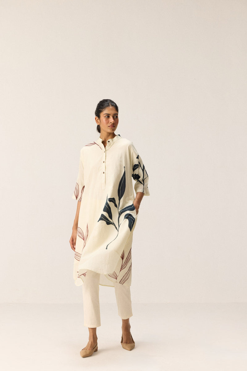 Wild Vine Kurta Set Co-ord set cotton by Khara Kapas in white for women Worldwide