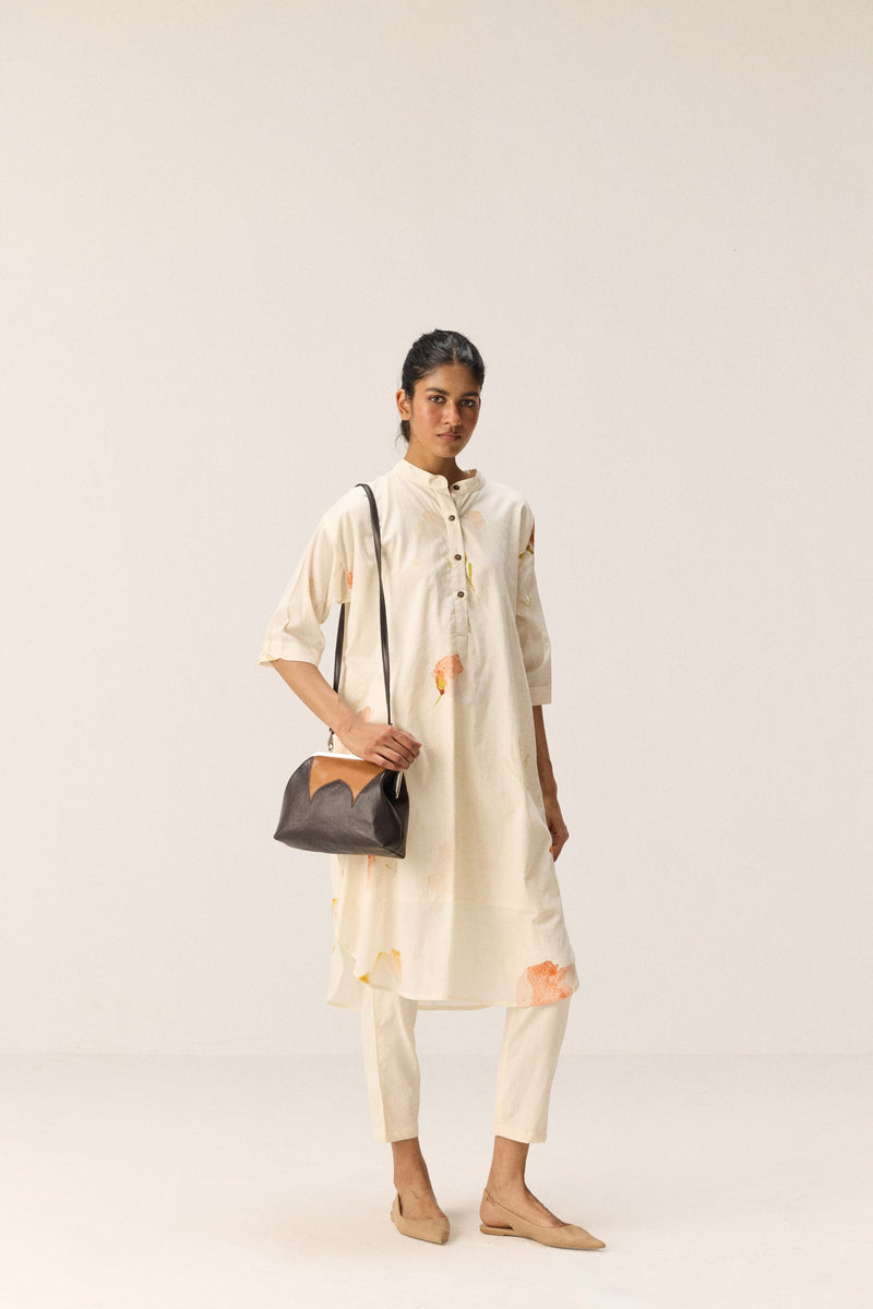 French Hydrangeas Kurta set cotton by Khara Kapas in white for women Worldwide