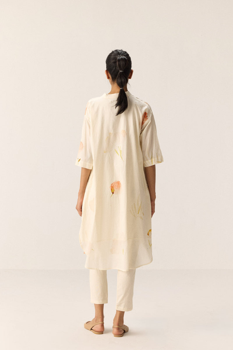 French Hydrangeas Kurta set cotton by Khara Kapas in white for women Worldwide